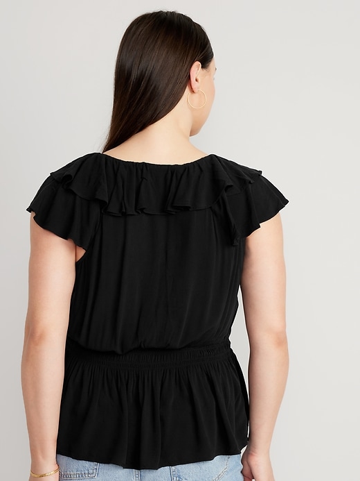 Image number 6 showing, Waist-Defined Ruffle-Trim Top