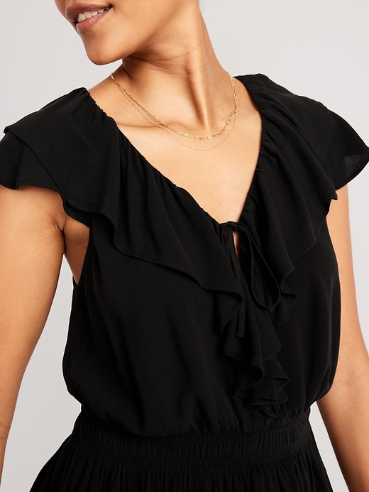 Image number 4 showing, Waist-Defined Ruffle-Trim Top