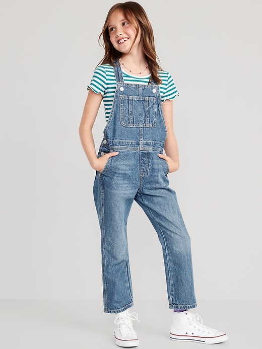 Slouchy Straight Jean Overalls For Girls Old Navy