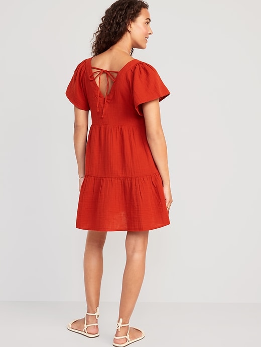 Image number 2 showing, V-Neck Tiered Mini Swing Dress