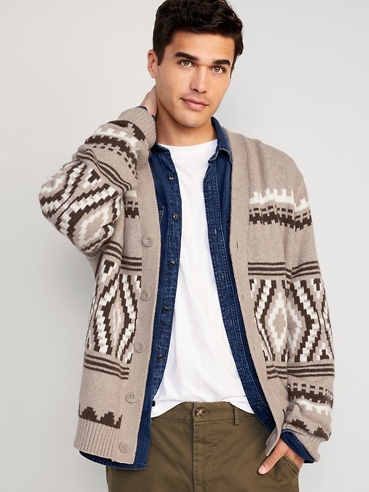 Image number 1 showing, Button-Front Fair Isle Cardigan Sweater