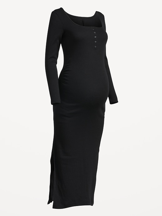 View large product image 2 of 2. Maternity Long Sleeve Henley Bodycon Dress