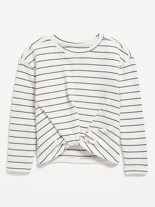View large product image 2 of 3. Long-Sleeve Striped Twist-Front Top for Girls