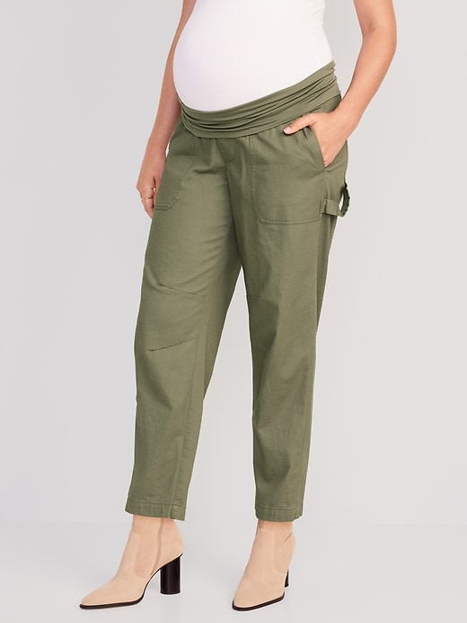 Image number 1 showing, Maternity Rollover-Waist Utility Pants