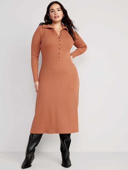 Image number 4 showing, Fit & Flare Henley Midi Dress