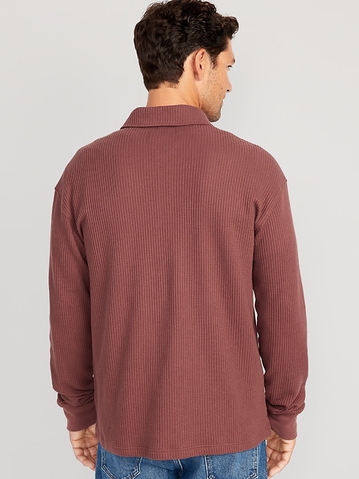 View large product image 2 of 4. Waffle-Knit Polo Sweater
