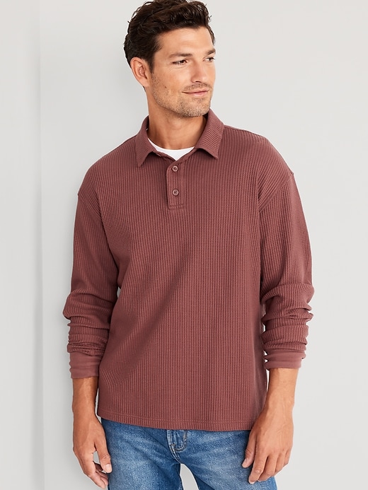 View large product image 1 of 4. Waffle-Knit Polo Sweater