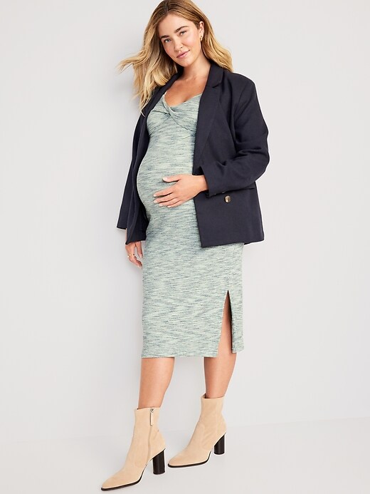 Image number 3 showing, Maternity Long Sleeve Twist-Front Bodycon Dress