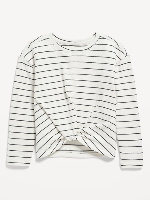 View large product image 1 of 3. Long-Sleeve Striped Twist-Front Top for Girls