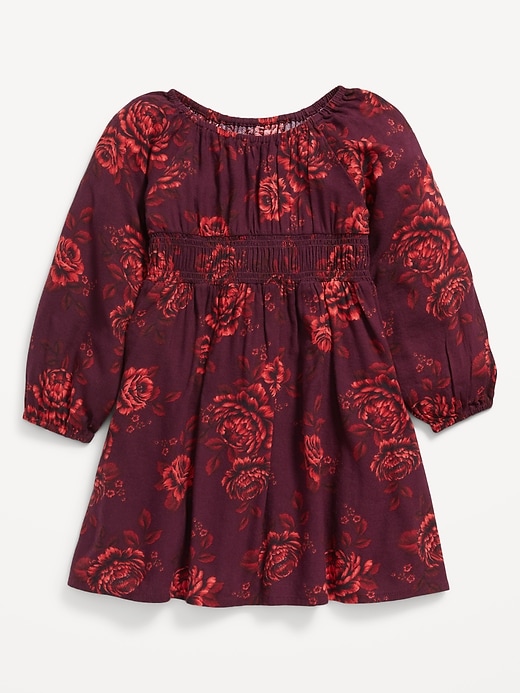 View large product image 1 of 1. Long-Sleeve Twill Floral-Print Dress for Toddler Girls