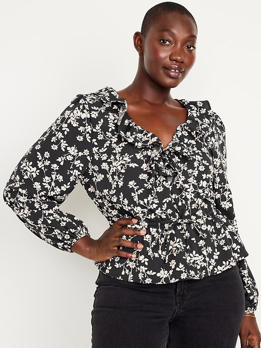 Image number 5 showing, Long-Sleeve Ruffle-Trim Blouse
