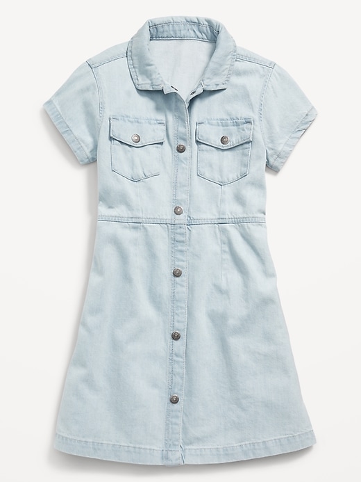 View large product image 1 of 1. Fit and Flare Jean Shirt Dress for Girls