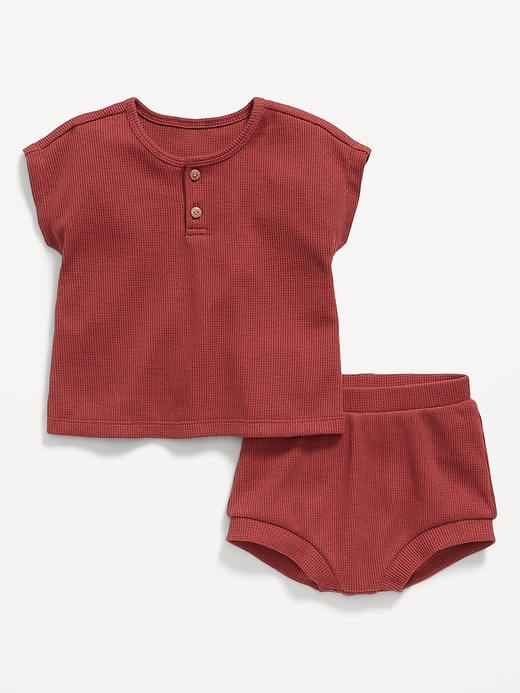 View large product image 1 of 2. Thermal-Knit Henley Top and Bloomer Shorts Set for Baby