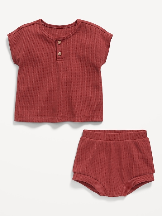 View large product image 2 of 2. Thermal-Knit Henley Top and Bloomer Shorts Set for Baby