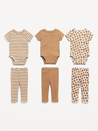 View large product image 3 of 3. Unisex Bodysuit & Leggings 6-Pack for Baby
