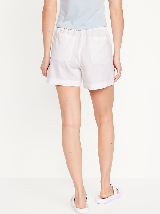 Image number 2 showing, High-Waisted Linen-Blend Pull-On Shorts -- 3.5-inch inseam