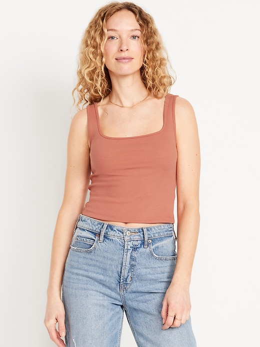 Image number 1 showing, Ultra-Cropped Rib-Knit Tank Top