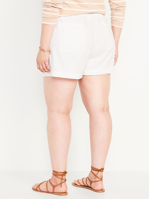 Image number 8 showing, High-Waisted Linen-Blend Pull-On Shorts -- 3.5-inch inseam