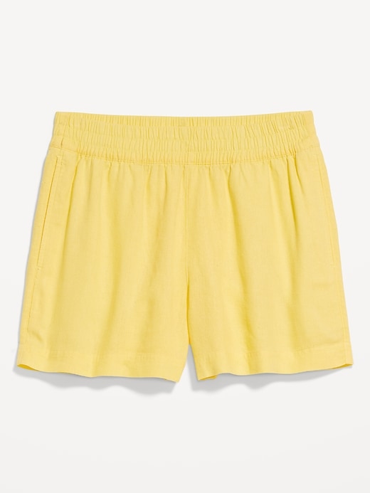 Image number 4 showing, High-Waisted Linen-Blend Pull-On Shorts -- 3.5-inch inseam