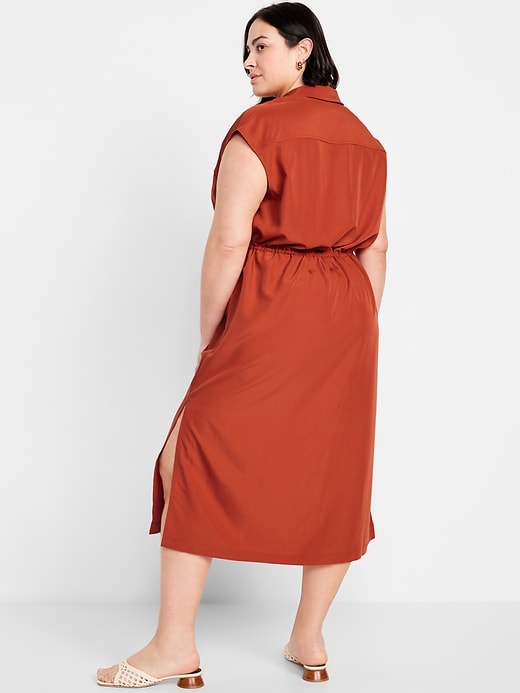 Image number 7 showing, Waist-Defined Utility Midi Shirt Dress