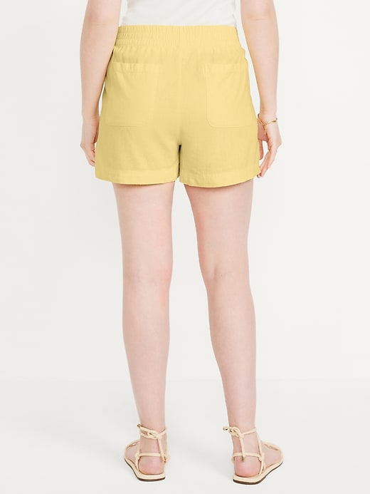Image number 6 showing, High-Waisted Linen-Blend Pull-On Shorts -- 3.5-inch inseam