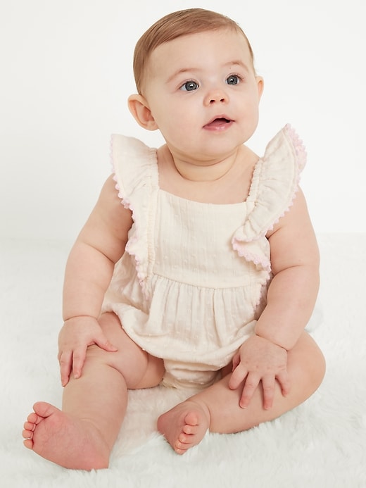 View large product image 1 of 1. Ruffled One-Piece Romper for Baby