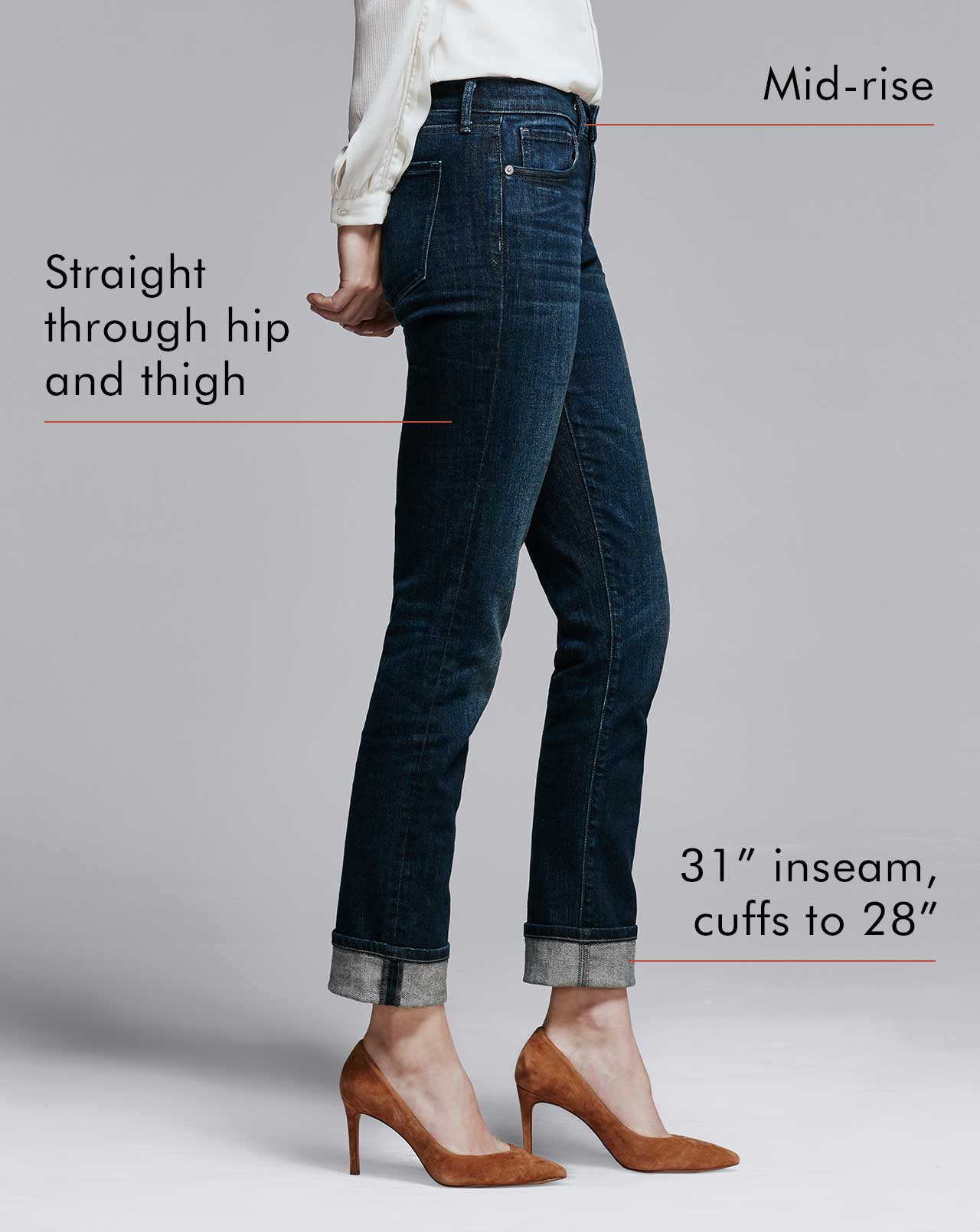 straight fit denim side
