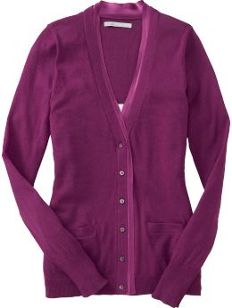 Women: Women's Satin-Trim Cardigans - Bougainvillea Pink