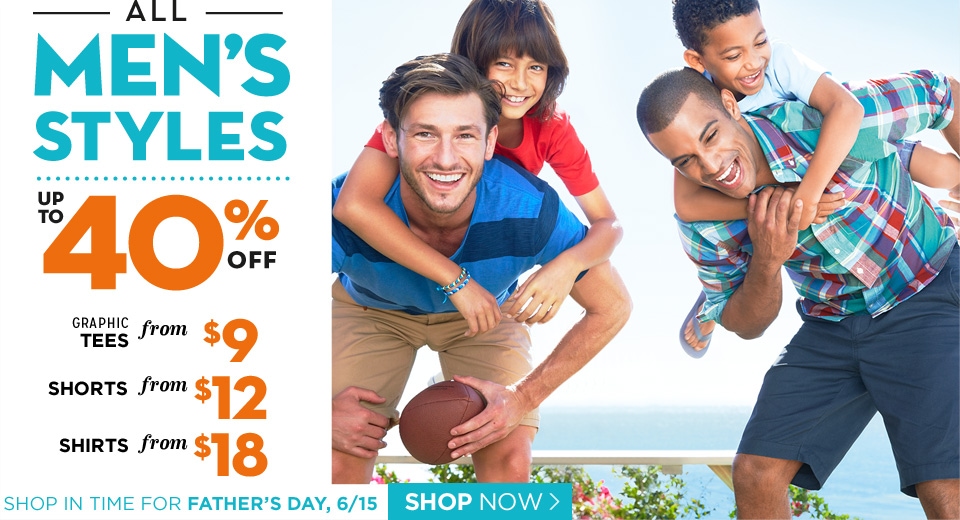 S go shop. Old Navy. Go-h20. Big men and Kids.