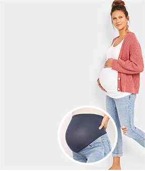 Momo Maternity Womens Stretchy Full Panel Skinny Leg Denim Jeans