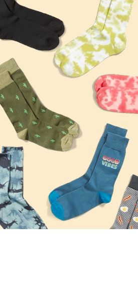 Image featuring an array of various patterned socks