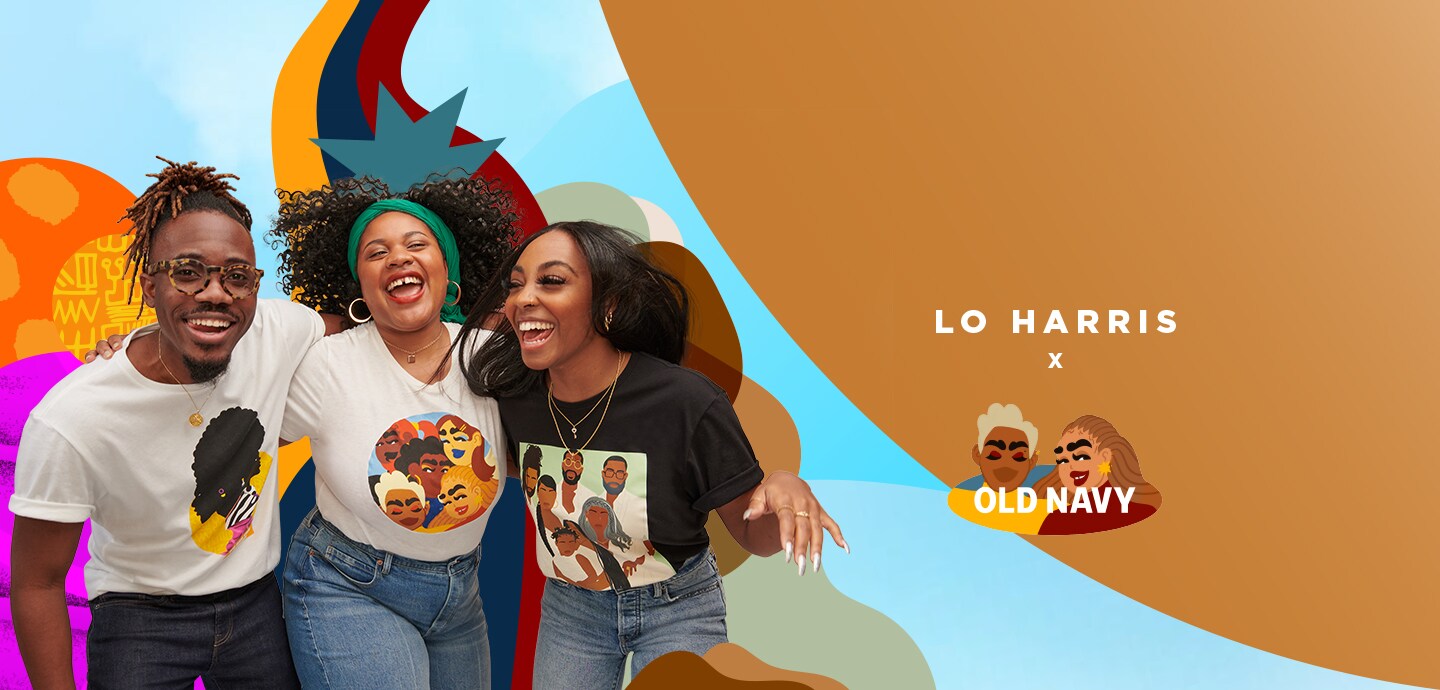 Image of Temi Coker, Lo Harris & Destiny Darcel wearing artist-designed Black History Month T-Shirts