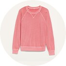 A pink long sleeve terry cloth sweatshirt.