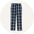 A pair of plaid pajama pants.