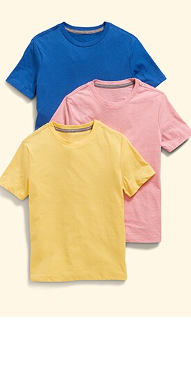 A layout of three solid shortsleeve tees.