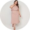 Image displays a tiered light pink all day fit&flare maxi dress.