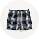 A pair of plaid patterned boxers.