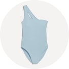 One shoulder solid color one-piece swimsuit.