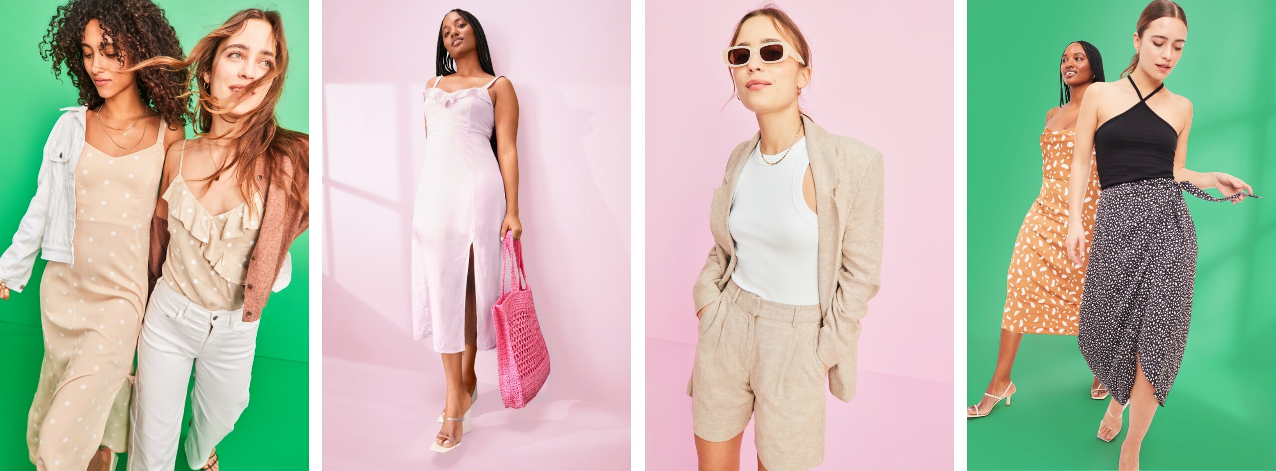 An array of images of female models wearing Old Navy women's new arrivals fashions.