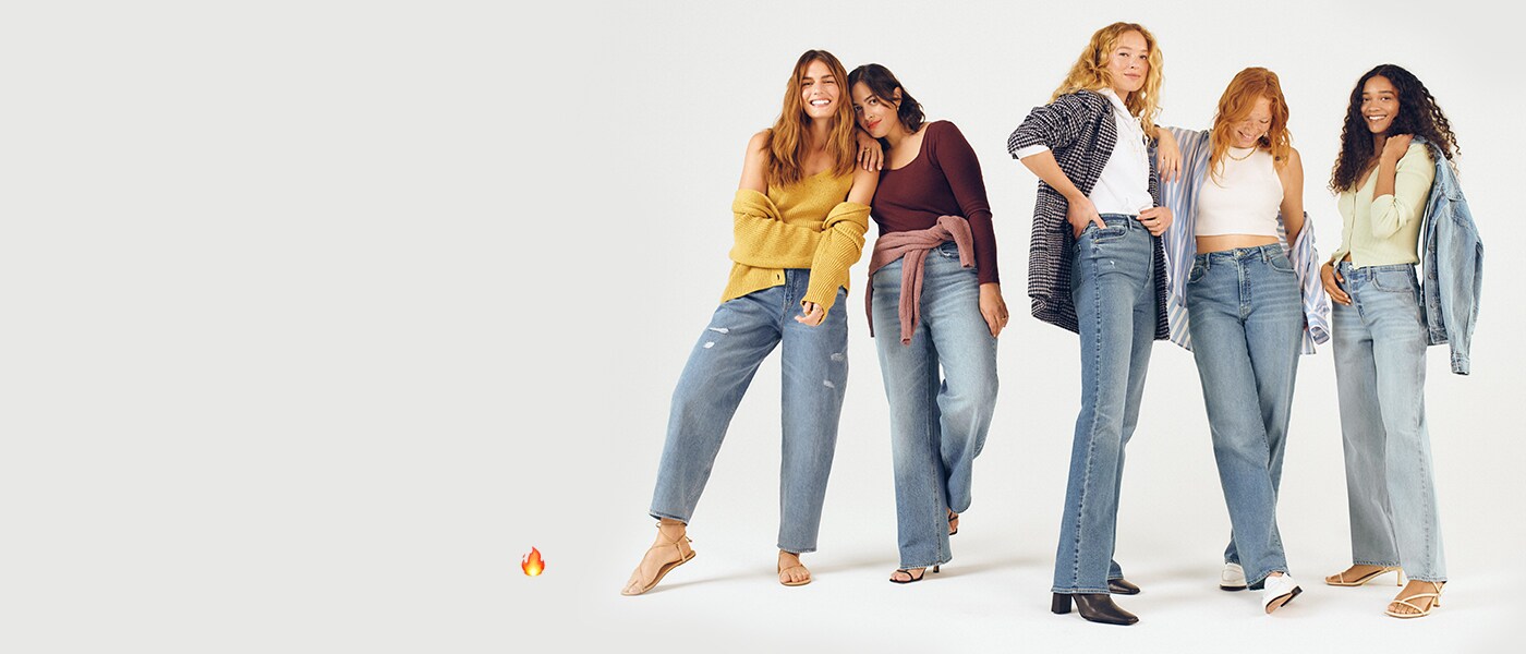 A range of models are dressed in jeans from Old Navy's denim collection.
