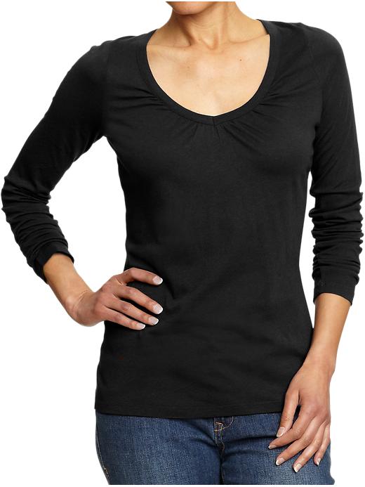 View large product image 1 of 1. Women's Perfect Shirred V-Neck Tees