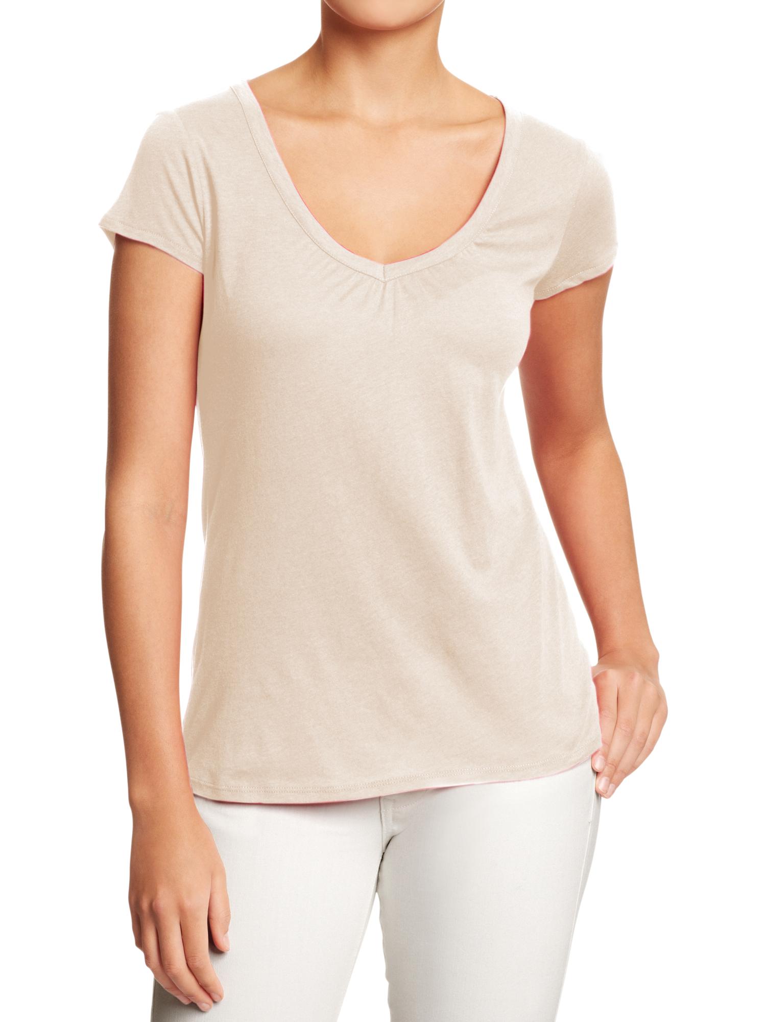 Women's Ruched VNeck Tees Old Navy