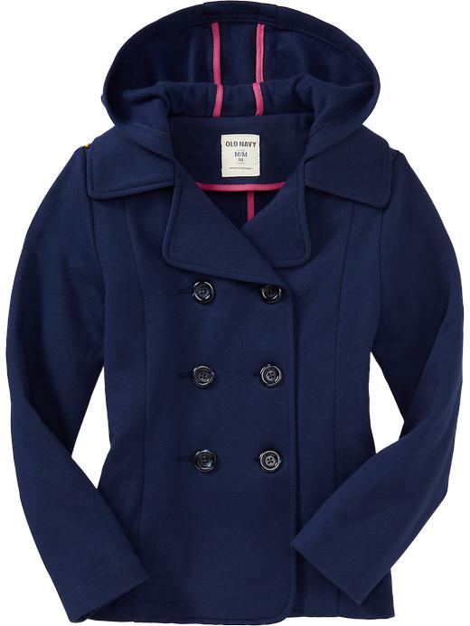 View large product image 1 of 1. Girls Hooded Jersey Peacoats