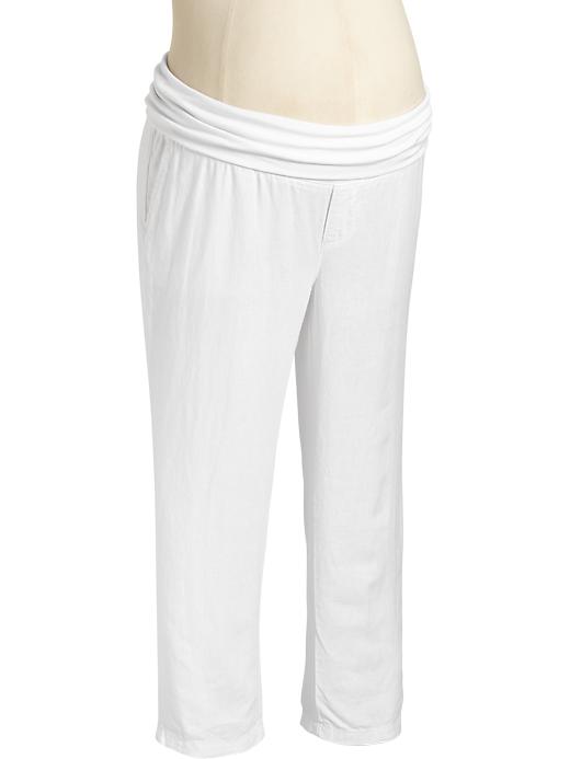 Maternity Roll-Over Linen-Blend Capris | Old Navy