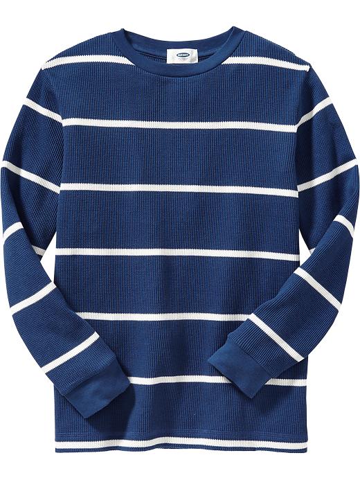 View large product image 1 of 1. Boys Striped Waffle-Knit Tees