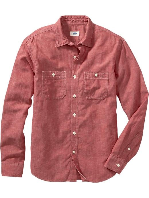 View large product image 1 of 1. Slim-Fit Chambray Shirt For Men