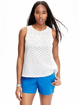 Women's Eyelet Sleeveless Tops | Old Navy