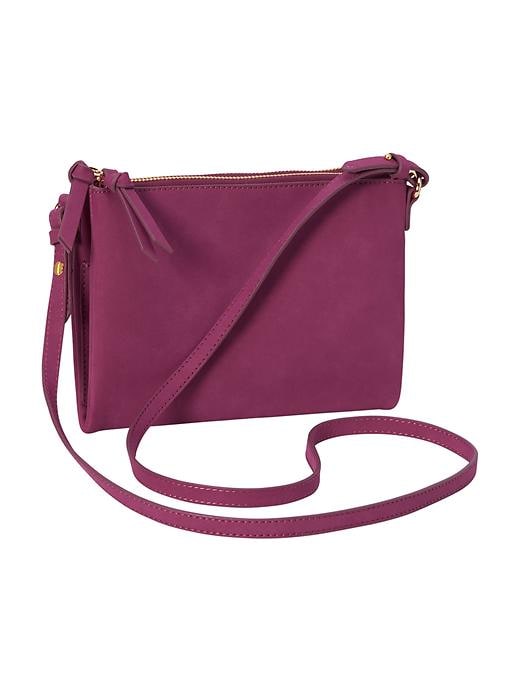 View large product image 1 of 1. Sueded Dual-Zip Crossbody Bag for Women