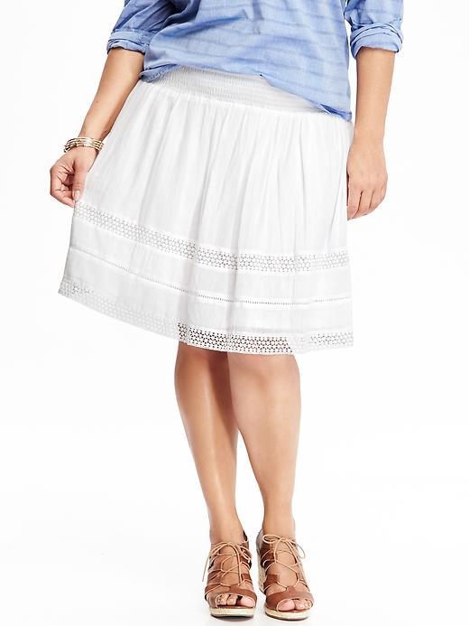 View large product image 1 of 1. Women's Plus Crinkle-Gauze Pull-On Skirts