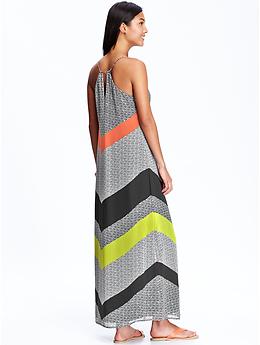 View large product image 2 of 2. Women's Patterned Chiffon Maxi Dresses
